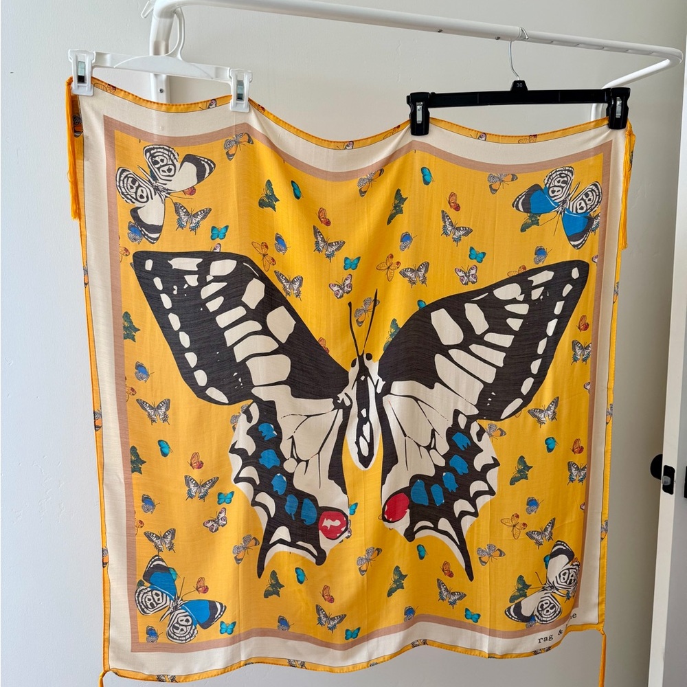 Rag & Bone Yellow and Black Butterfly Scarf